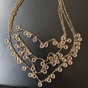 Elegant ABS Gold and Crystal Multi-Layer Necklace